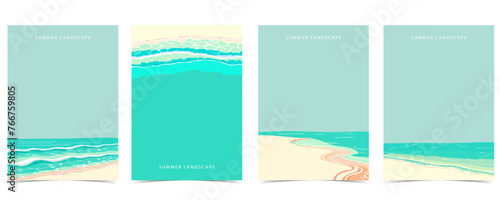 beach background with sea,sand,sky.illustration vector for a4 page design