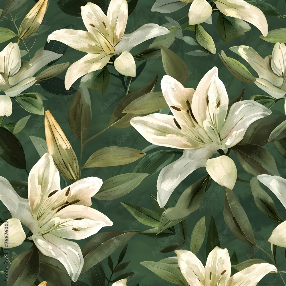 Obraz premium Elegant White Tropical Flowers and Lush Foliage in Natural Background