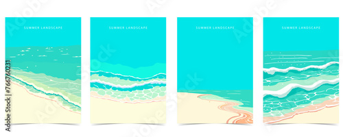 beach background with sea,sand,sky.illustration vector for a4 page design © piixypeach