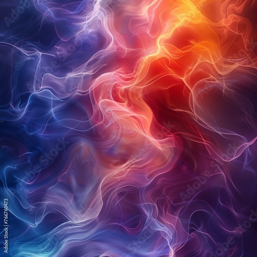 Abstract Smoke. A vibrant and colorful abstract composition with fluid shapes, intricate patterns, and a futuristic aesthetic, perfect for backgrounds or digital art