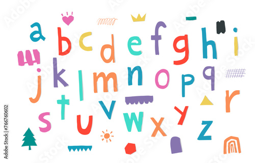 alphabet cut out paper element object.illustration vector for sticker,icon design