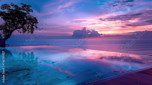 A pool with a stunning mesmerizing ocean view © Veniamin Kraskov