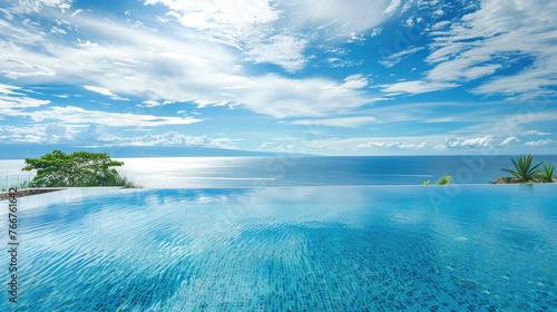 A pool with a stunning mesmerizing ocean view © Veniamin Kraskov