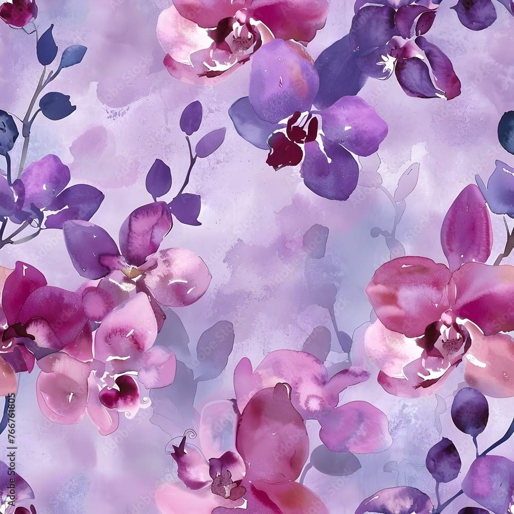 Ethereal Blooming Orchid Flowers in Soft Pastel Hues on Elegant Floral Background