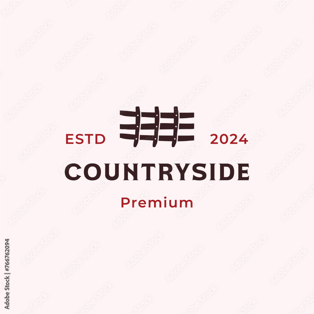 Countryside logo concept, old fence logo illustration
