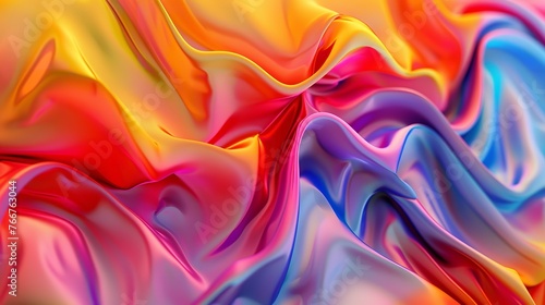 Dynamic Folds of Multicolored Fabric Abstract