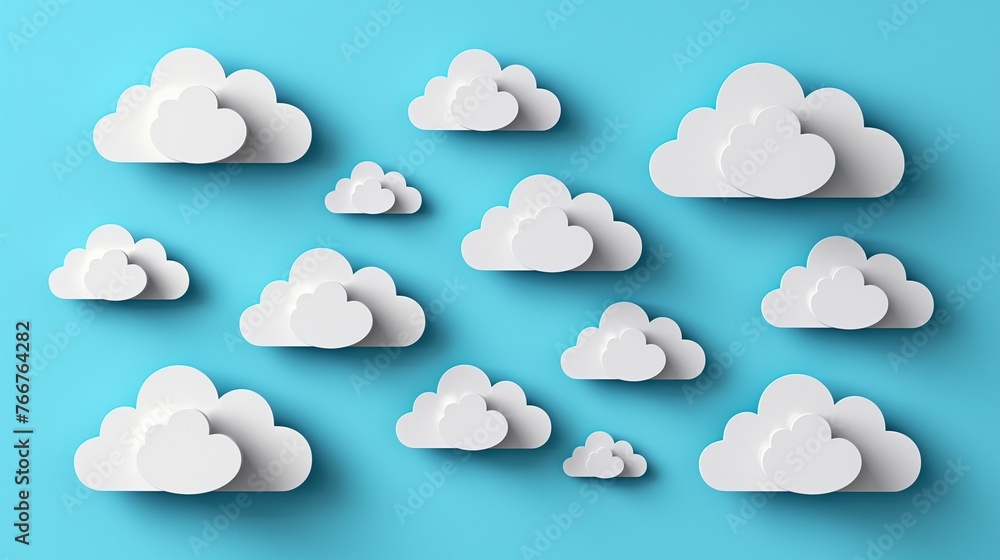 A minimalist sky with scattered fluffy clouds, symbolizing freedom and lightness. Generative AI A minimalist sky with scattered fluffy clouds, symbolizing freedom and lightness. Generative AI