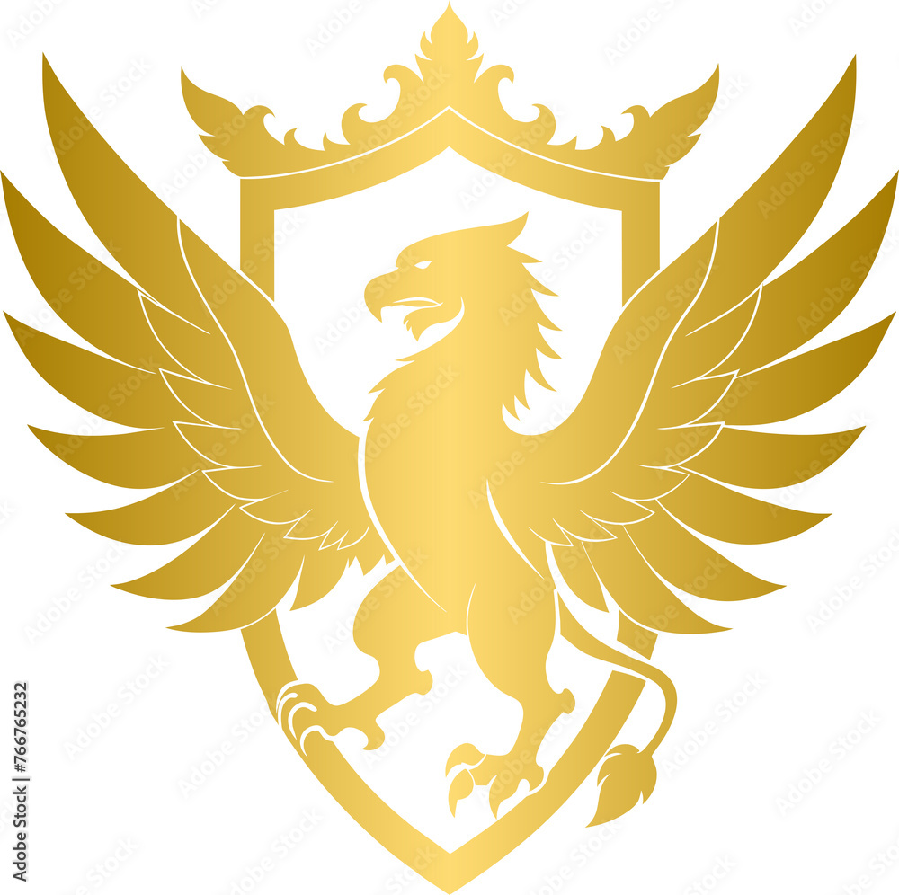 Fototapeta premium Golden royal griffon heraldry
