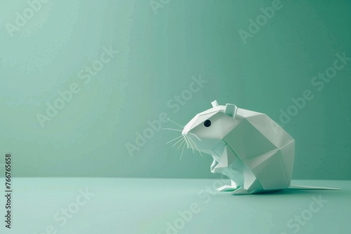 origami Hamster on pastel green background photo