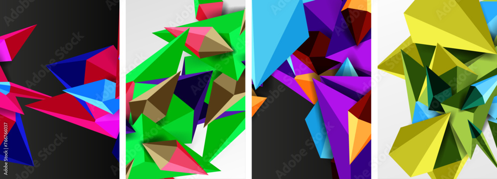 Triangle abstract concepts poster set with geometric minimal designs Triangle abstract concepts poster set with geometric minimal designs