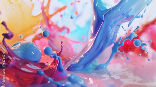 Mix Color Paint Splash on White Background 8K