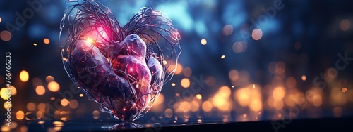 Human heart on abstract background