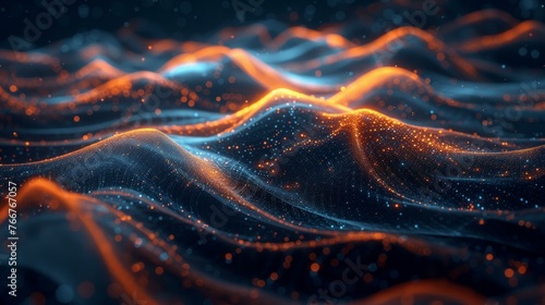 Visualization of data analytics and insights, vibrant charts and graphs emerging from a vast sea of digital information, dynamic flow of data, AI Generative