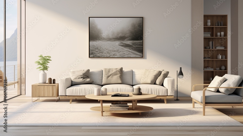 Interior composition of modern elegant living room with sophisticated setting Interior composition of modern elegant living room with sophisticated setting