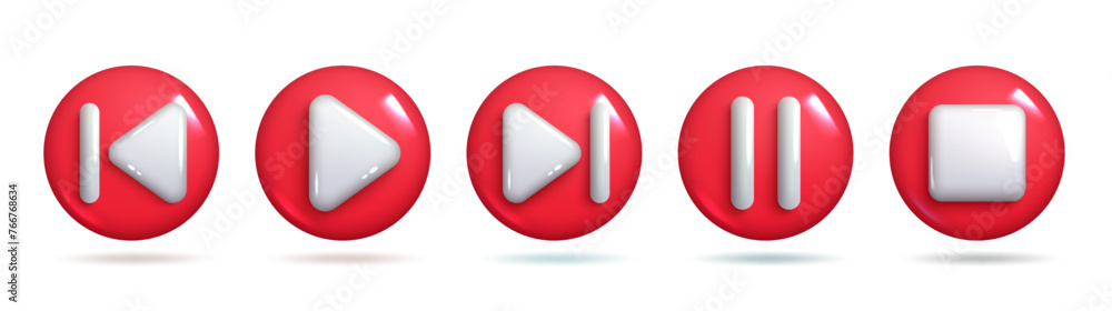 A set of five multimedia control buttons (play, pause, stop, rewind ...