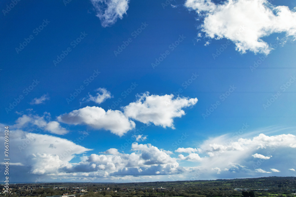 Most Beautiful View of Sky and Clouds over Oxford City of England United Kingdom