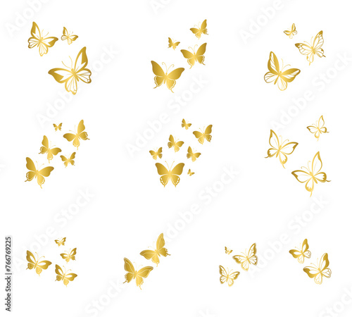 Golden decorative butterflies