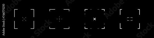 Obraz na płótnie Cyberpunk style collection of elements. Square futuristic design targets, aims, sights, and crosshairs. A pack of aims. A vector pack of futuristic cyberpunk design elements w salonie