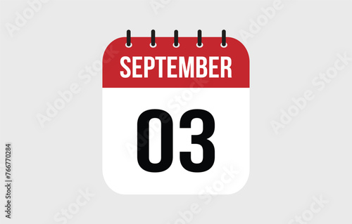 3 September Calendar. September Calendar Vector Illustration.