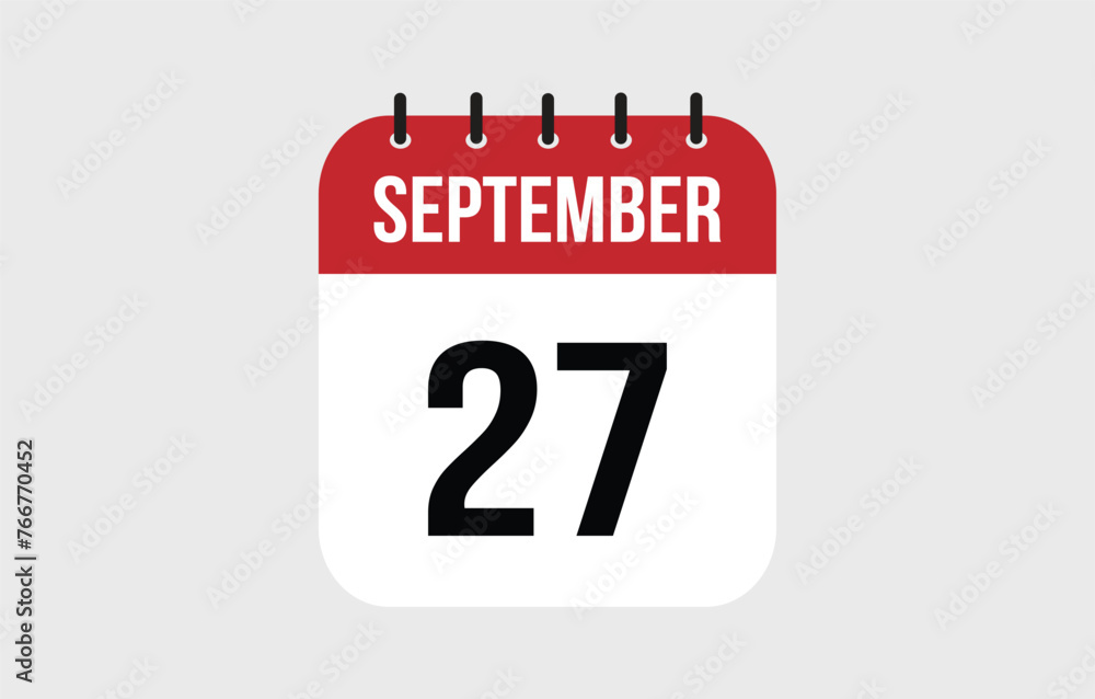 Fototapeta premium 27 September Calendar. September Calendar Vector Illustration.