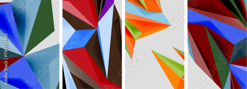 Set of mosaic triangle pattern abstract posters. Vector illustration For Wallpaper, Banner, Background, Card, Book Illustration, landing page
