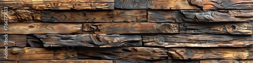Detailed view of a wooden wall constructed with logs
