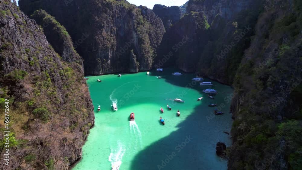boats in lagoon bay limestone mountains. Stunning aerial top view flight overflight flyover drone
4k boats in lagoon bay limestone mountains. Stunning aerial top view flight overflight flyover drone
4k