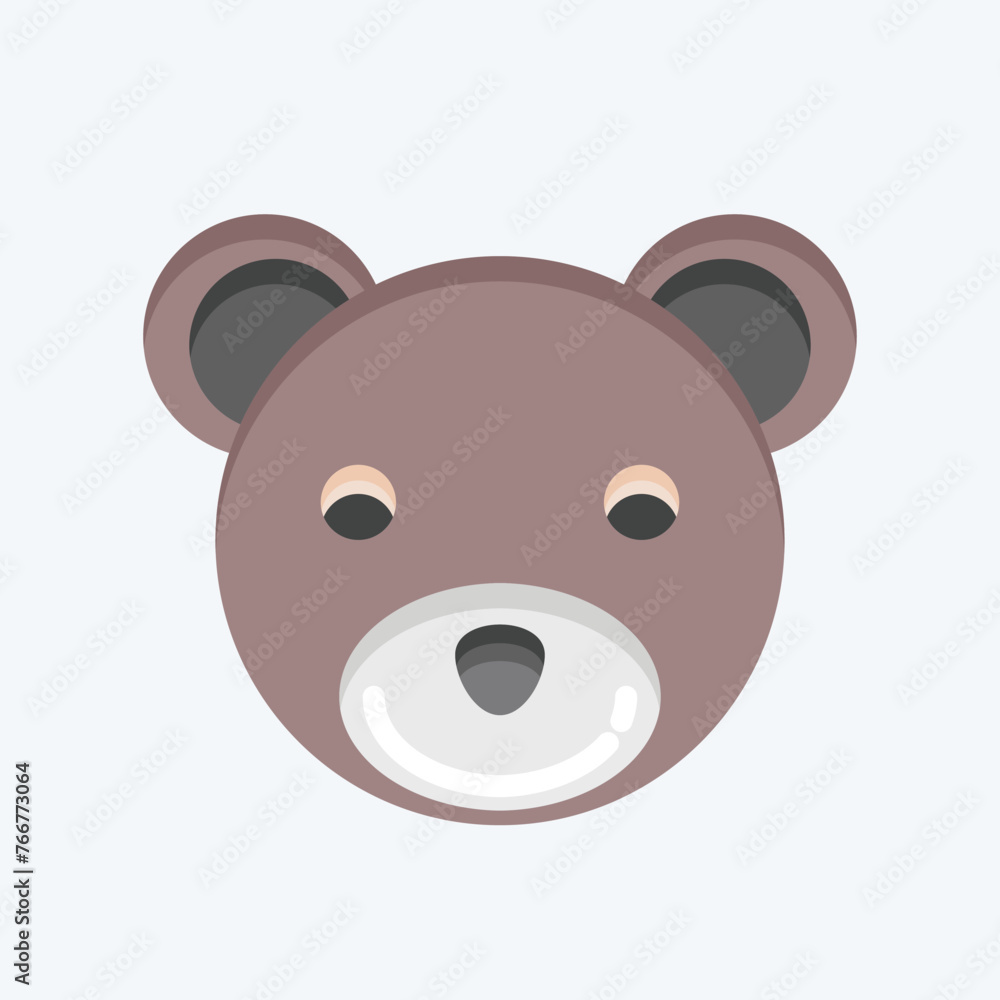 Icon Bear. related to Animal Head symbol. flat style. simple design editable. simple illustration. cute. education Icon Bear. related to Animal Head symbol. flat style. simple design editable. simple illustration. cute. education