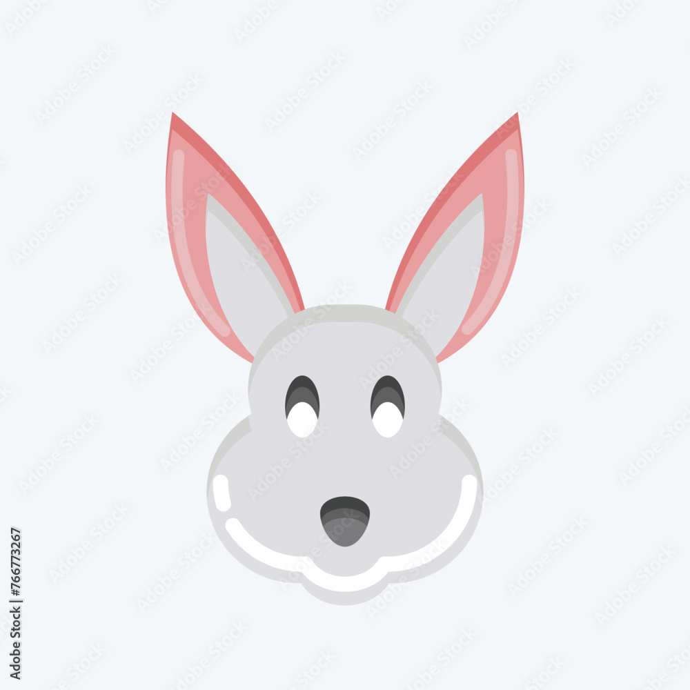 Icon Rabbit. related to Animal Head symbol. flat style. simple design editable. simple illustration. cute. education Icon Rabbit. related to Animal Head symbol. flat style. simple design editable. simple illustration. cute. education