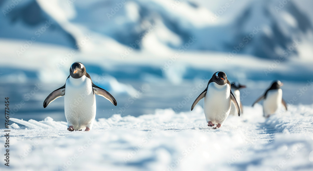 Obraz premium Penguins on Antarctic Peninsula in Antarctica