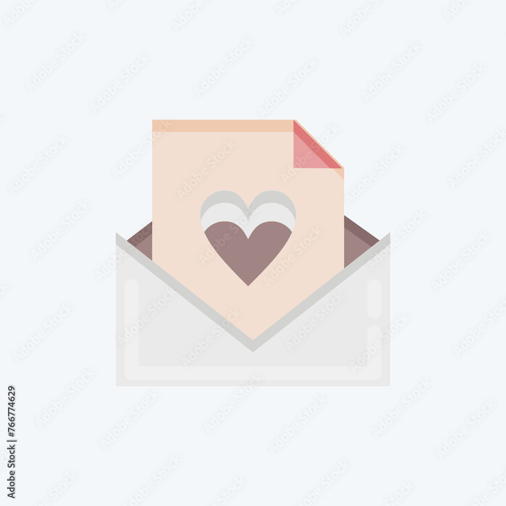 Icon Love Letter. related to Valentine's Day symbol. flat style. simple design editable. simple illustration Icon Love Letter. related to Valentine's Day symbol. flat style. simple design editable. simple illustration