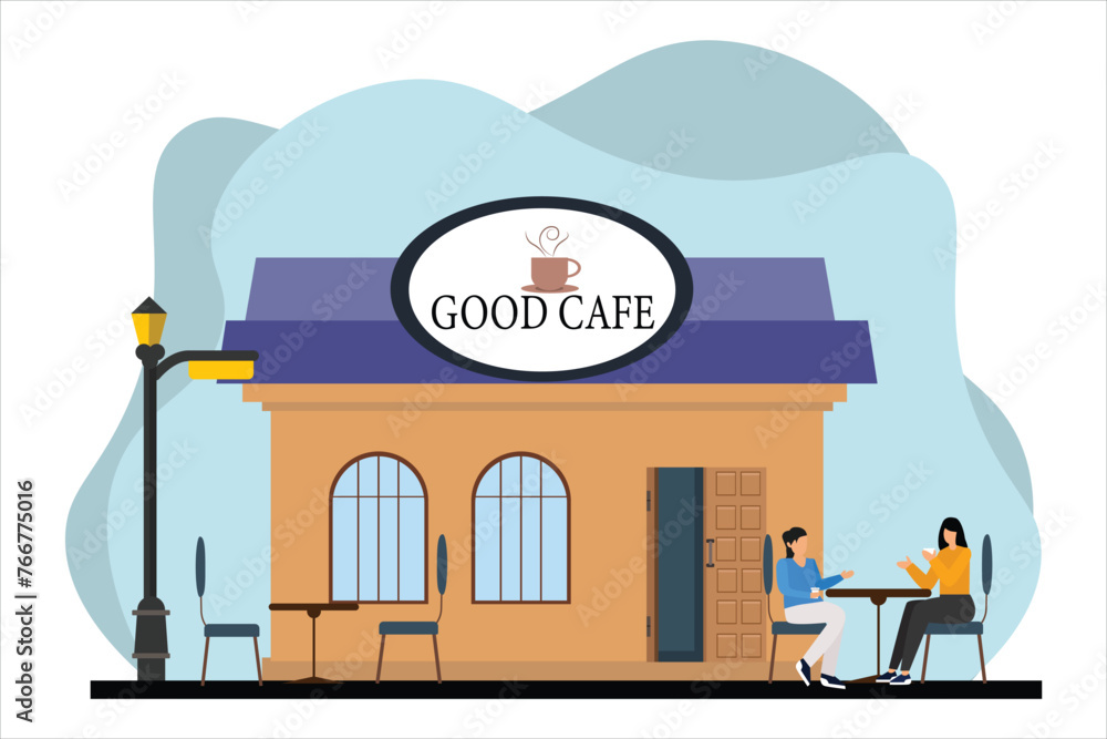 Coffee Shop Flat Illustration Design Coffee Shop Flat Illustration Design