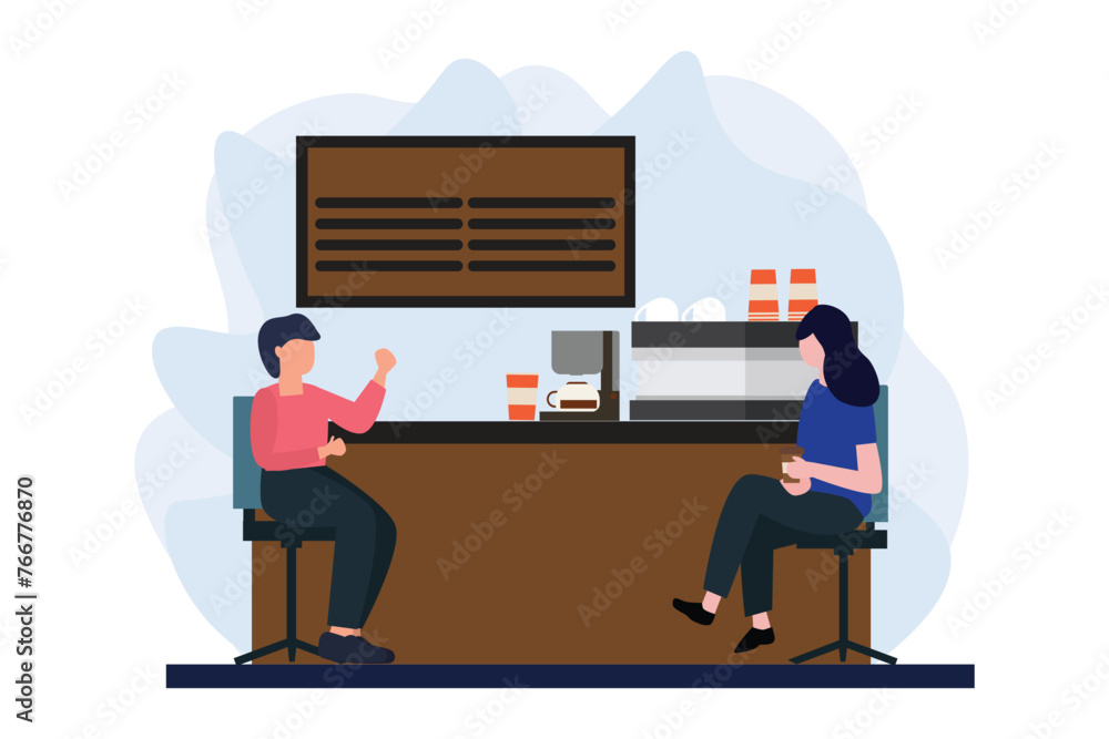 Coffee Shop Flat Illustration Design Coffee Shop Flat Illustration Design