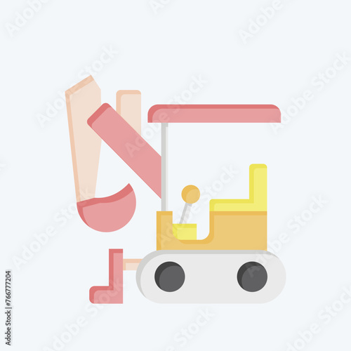 Icon Compact Excavator. related to Construction Vehicles symbol. flat style. simple design editable. simple illustration photo