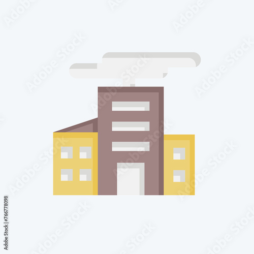 Icon Damage In The City. related to Nuclear symbol. flat style. simple design editable. simple illustration