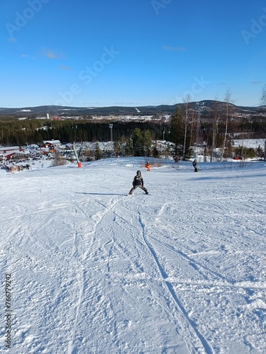 Off-piste skiing in northern Sweden. Kanis, Lappland, Sweden.