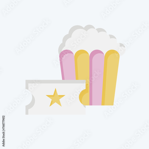 Icon Popcorn. related to Amusement Park symbol. flat style. simple design editable. simple illustration