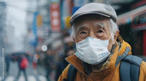 old asian man with surgical...