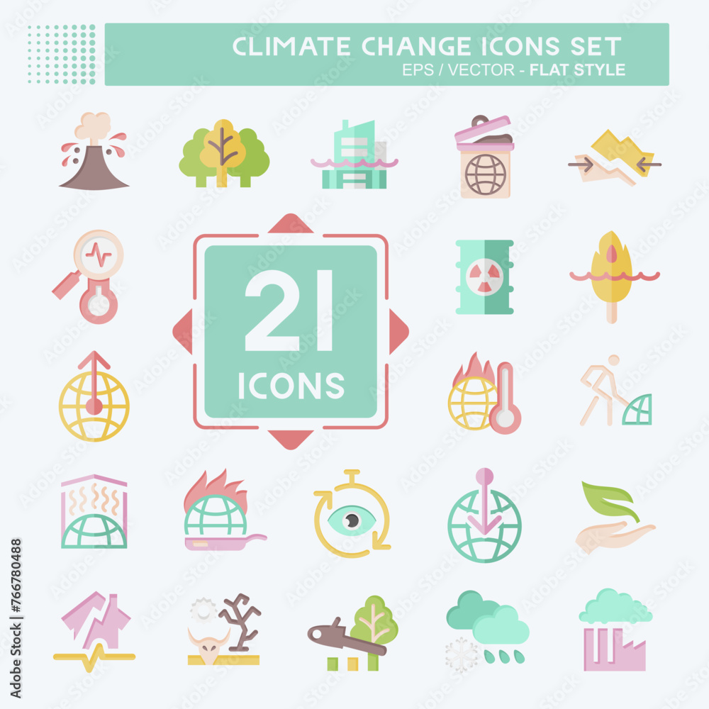 Icon Set Climate Change. related to Science symbol. flat style. simple design editable. simple illustration Icon Set Climate Change. related to Science symbol. flat style. simple design editable. simple illustration