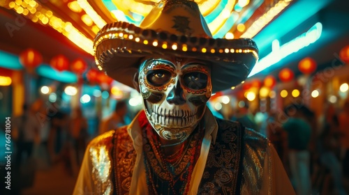 Cinco de mayo, dancing, skull face mask