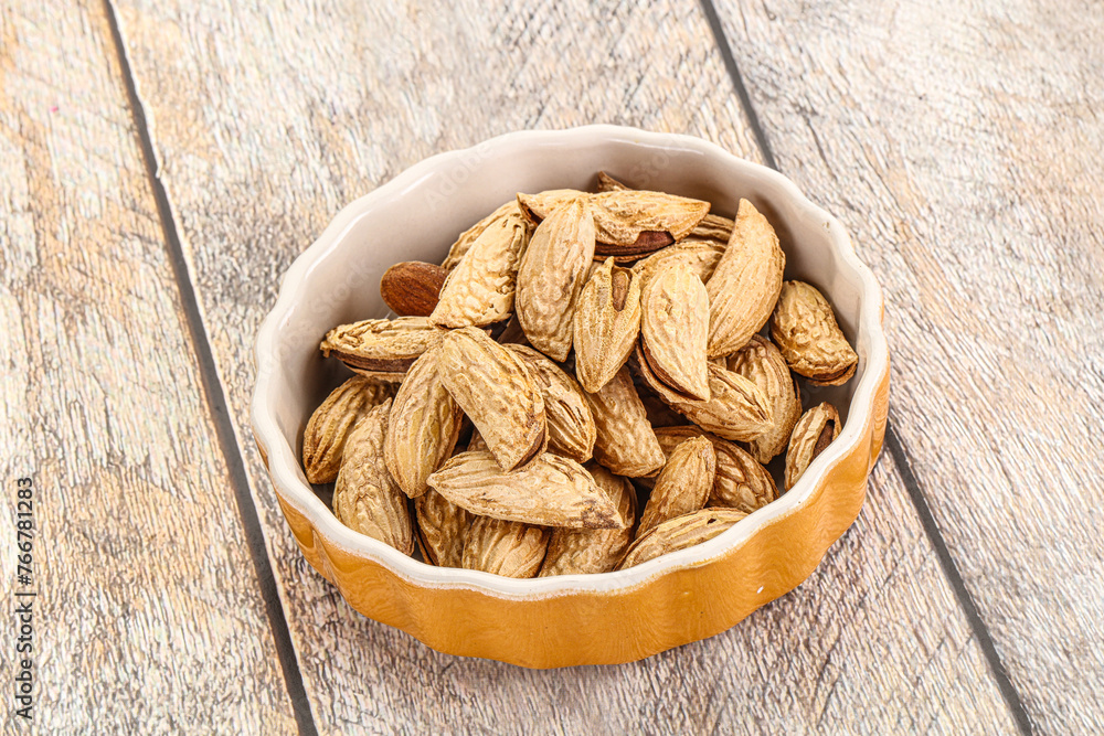 Shelled dry almond nut heap Shelled dry almond nut heap