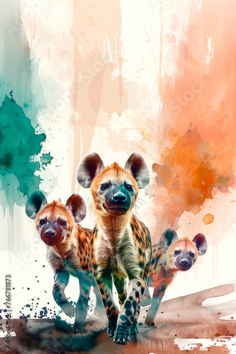 poster with hyenas on a bright background