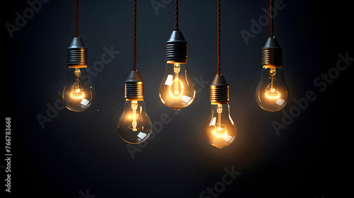 set of electric lamps on a dark wall background. electric lamp. home interior and equipment. lighting in the house