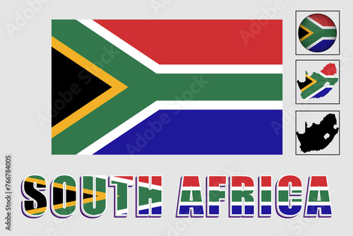 South Africa and map in a vector graphic