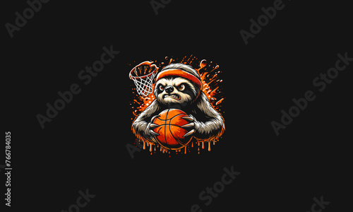 sloth playing basket ball vector illustration design