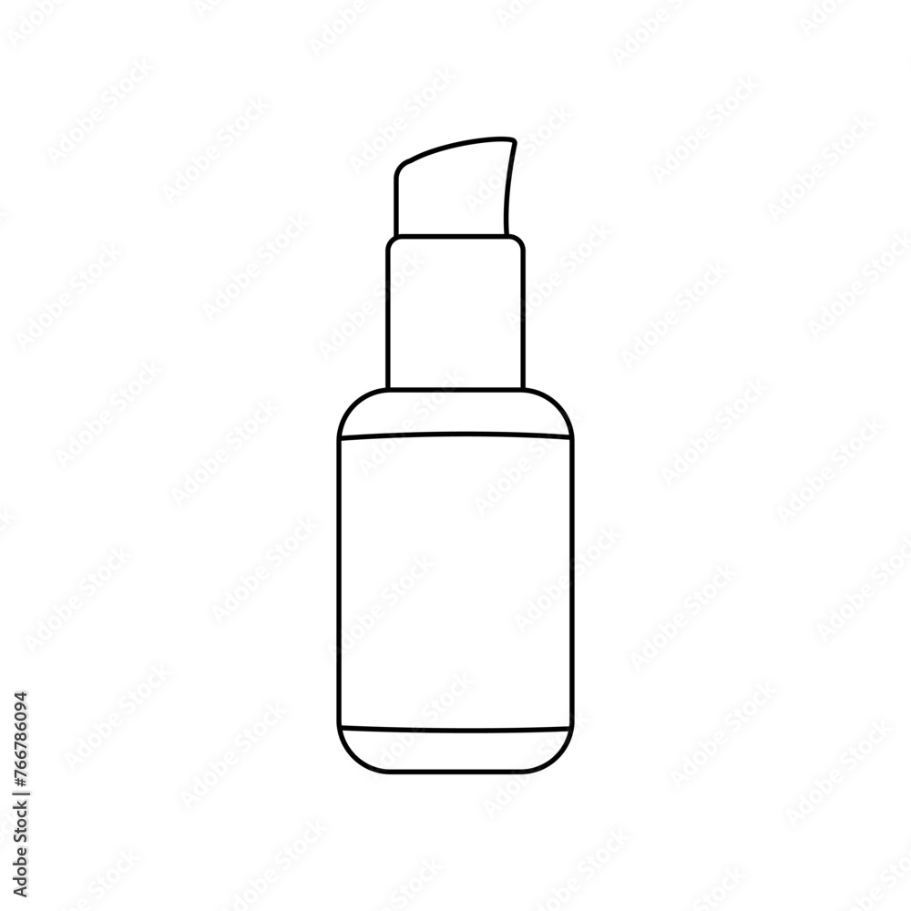Cosmetic container bottle vector contour outline linear icon isolated on white background. Cosmetic container bottle vector contour outline linear icon isolated on white background.