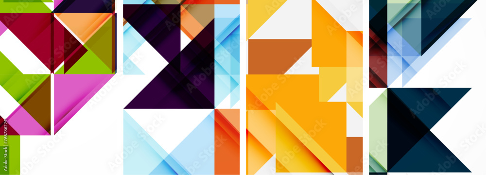 Triangle poster geometric background set Triangle poster geometric background set