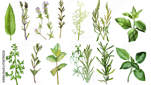et of herbs and plants, isolated on transparent background photo