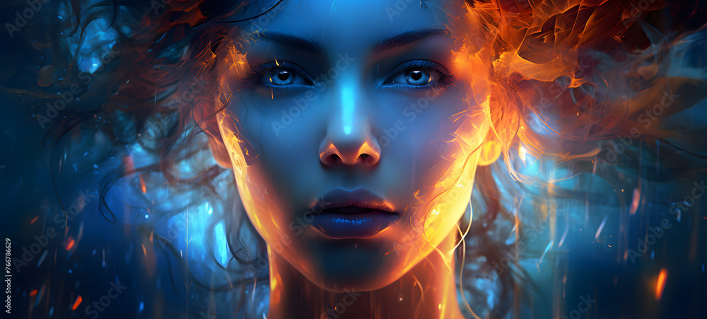 portrait of a women face made up of random numbers, ai generative portrait of a women face made up of random numbers, ai generative