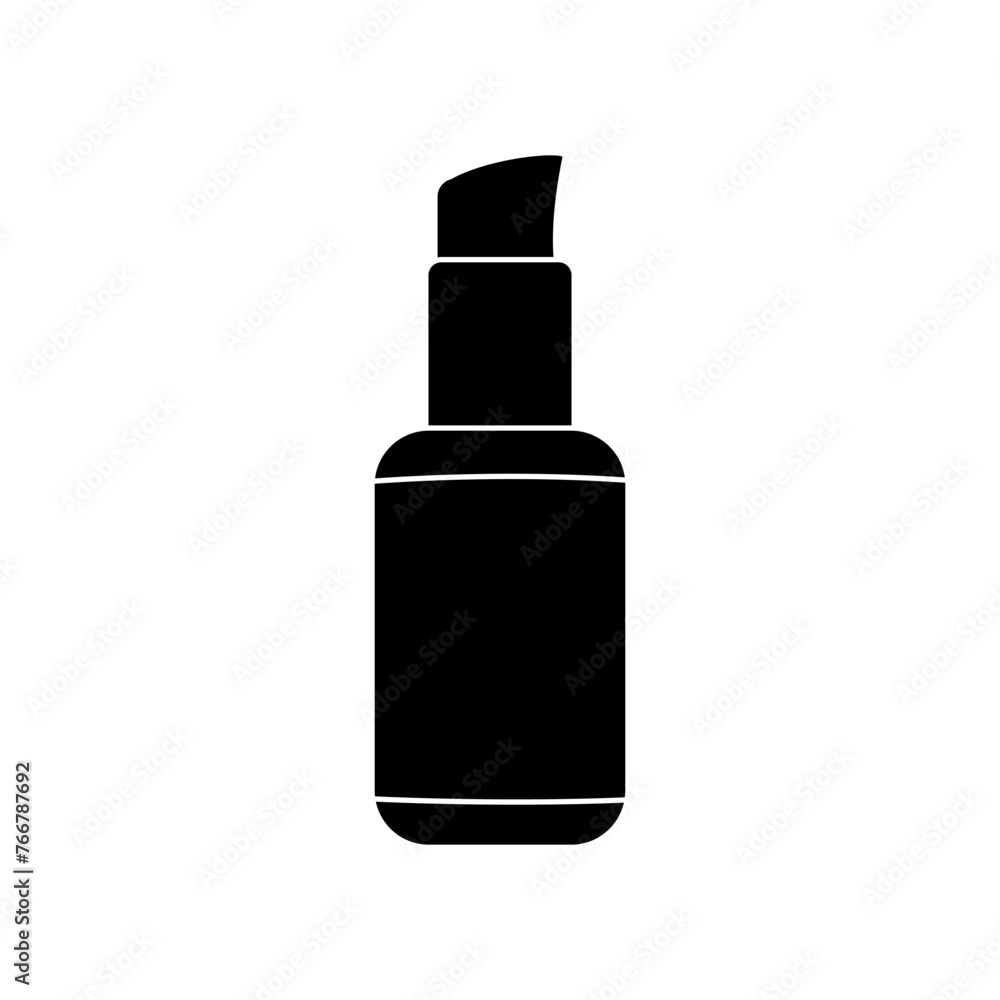 Cosmetic container vector black silhouette icon isolated on white background. Cosmetic container vector black silhouette icon isolated on white background.